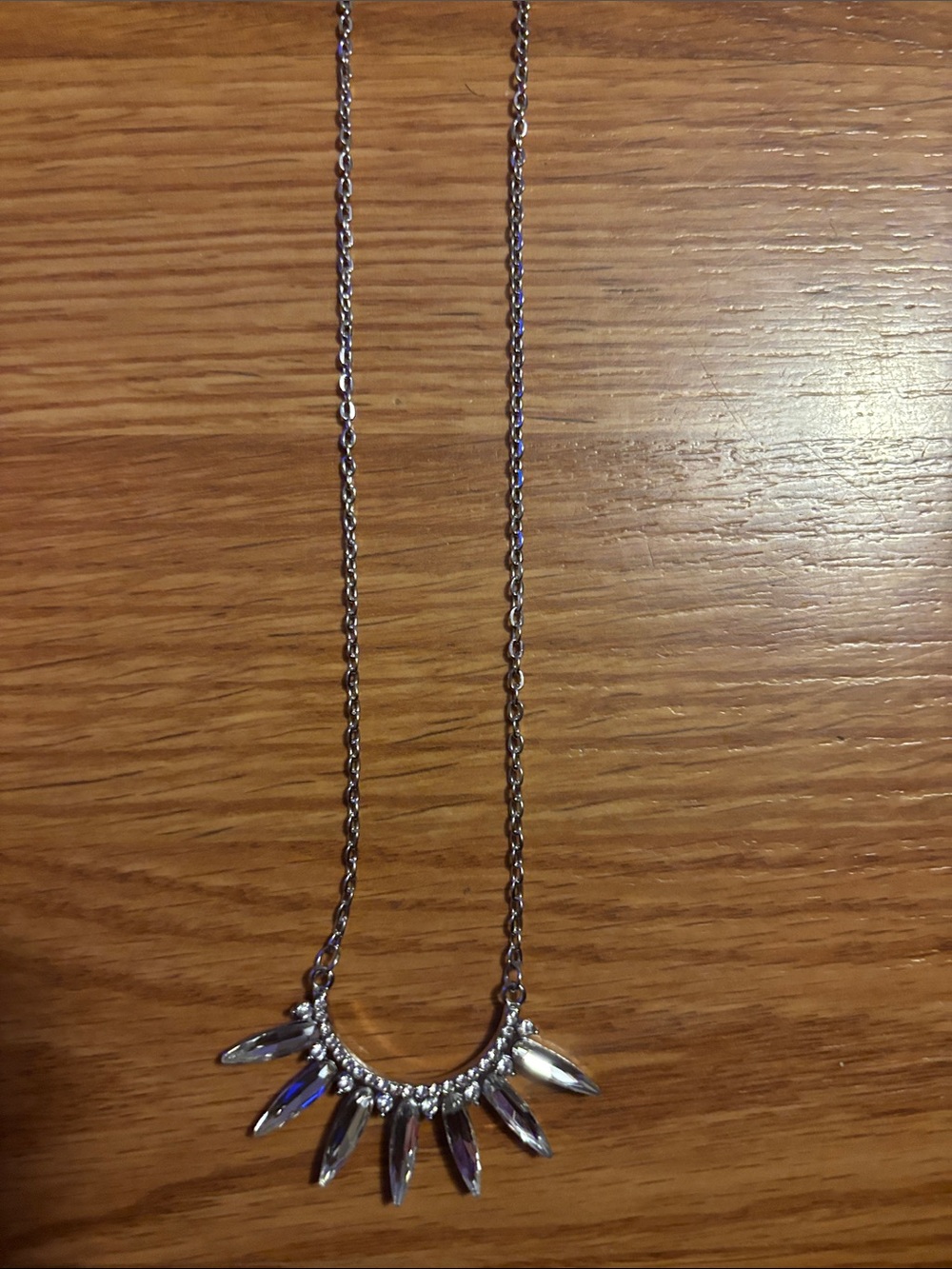 New Silver Crystal Spike Pendant Necklace - Women Jewelry